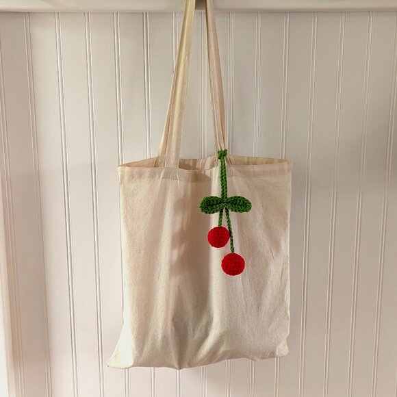 Crochet Cherries Charm | Hanging Accessory for Car Mirror, Bags, Door Knobs - Picture 8 of 8